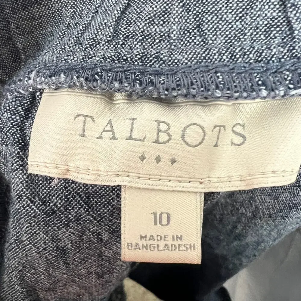 Talbots Womens 10 Coastal Resortwear Boho Linen Embroidered Pull On Shorts
